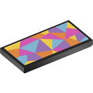 LEGO Black Tile 2 x 4 with Bright Coloured Triangles Sticker (87079)
