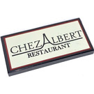 LEGO Schwarz Fliese 2 x 4 mit Chez Albert Restaurant Sign (16592 / 87079)