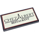 LEGO Zwart Tegel 2 x 4 met Chez Albert Restaurant Sign (16592 / 87079)