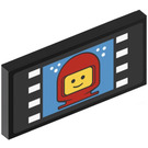 LEGO Schwarz Fliese 2 x 4 mit Classic Spaceman Kopf