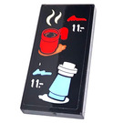 LEGO Black Tile 2 x 4 with Coffee 11,- Waterbottle 11,- Sticker (87079)