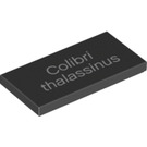 LEGO Black Tile 2 x 4 with "Colibri thalassinus" (21249 / 87079)