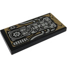 LEGO Black Tile 2 x 4 with 'CONDRAI 2000' on Silver Engine Pattern Sticker (87079)
