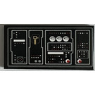 LEGO Black Tile 2 x 4 with control panel Sticker (87079)
