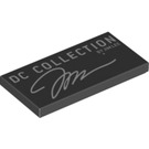 LEGO Svart Tile 2 x 4 med 'DC COLLECTION BY JIM LEE' og Signature (87079 / 100577)