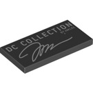 LEGO Black Tile 2 x 4 with 'DC COLLECTION BY JIM LEE' and Signature (87079 / 100577)