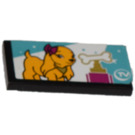 LEGO Black Tile 2 x 4 with Dog and bone and 'TV' Sticker (87079)