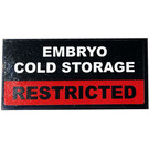 LEGO Black Tile 2 x 4 with 'EMBRYO COLD STORAGE', 'RESTRICTED' Sticker (87079)
