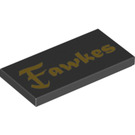 LEGO Black Tile 2 x 4 with „Fawkes“ Name of Dumbledores Phoenix (87079)