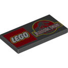 LEGO Schwarz Fliese 2 x 4 mit LEGO und Jurassic Park Logos (72406 / 87079)