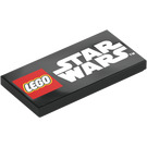 LEGO Schwarz Fliese 2 x 4 mit Lego Emblem und STAR WARS TM Logo (1538 / 87079)