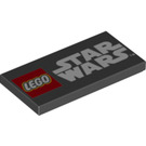 LEGO Schwarz Fliese 2 x 4 mit Lego Emblem und STAR WARS TM Logo (1538 / 87079)