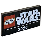 LEGO Black Tile 2 x 4 with Lego / StarWars Logos and "2020" (67333 / 87079)