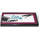 LEGO Black Tile 2 x 4 with "Livi" and Background Film Reel Sticker (87079)