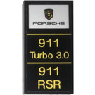 LEGO Noir Tuile 2 x 4 avec Porsche logo, "911 Turbo 3.0" et "911 RSR" Autocollant (87079)