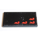 LEGO Black Tile 2 x 4 with Red Balls and Flames (Left) Sticker (87079)