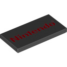 LEGO Black Tile 2 x 4 with Red Nintendo Logo (69930 / 87079)