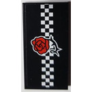 LEGO Noir Tuile 2 x 4 avec rouge Rose et blanc Checkered Autocollant (87079)