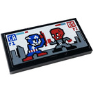 LEGO Zwart Tegel 2 x 4 met Rood Skull, Captain America Sticker (87079)