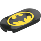 LEGO Black Tile 2 x 4 with Rounded Ends with Batman Logo (66857 / 104311)