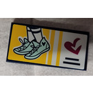 LEGO Black Tile 2 x 4 with running shoes Sticker (87079)