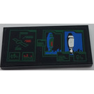 LEGO Black Tile 2 x 4 with Satellite and Space Rocket on Screens Sticker (87079)