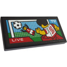 LEGO Noir Tuile 2 x 4 avec Screen avec Football Match sur TV LIVE Autocollant (87079)