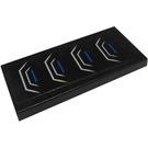 LEGO Black Tile 2 x 4 with Silver and Blue Air Intakes Sticker (87079)
