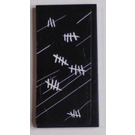 LEGO Black Tile 2 x 4 with Slate Lines and White Chalk Tally Marks Sticker (87079)