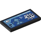 LEGO Black Tile 2 x 4 with Space Station Control Screen Sticker (87079)
