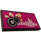 LEGO Black Tile 2 x 4 with Stars and Speakers Sticker (87079)