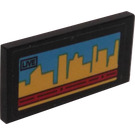 LEGO Black Tile 2 x 4 with TV Screen with News and Cityscape Sticker (87079)