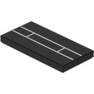 LEGO Black Tile 2 x 4 with White Lines 76042 Sticker (87079)