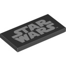 LEGO Schwarz Fliese 2 x 4 mit Weiß Star Wars Logo (69536 / 87079)