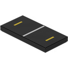 LEGO Black Tile 2 x 4 with Yellow Lines 76042 Sticker (87079)