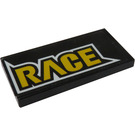 LEGO Black Tile 2 x 4 with Yellow 'RACE' Sticker (87079)