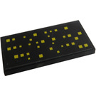 LEGO Noir Tuile 2 x 4 avec Jaune Squares, Type 2 Autocollant (87079)