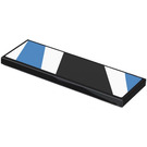 LEGO Black Tile 2 x 6 with Blue and White Shapes Sticker