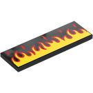 LEGO Zwart Tegel 2 x 6 met Flames (69729 / 105283)