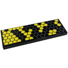 LEGO Zwart Tegel 2 x 6 met Hexagons, Honeycomb Sticker (69729)