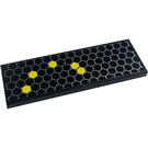 LEGO Zwart Tegel 2 x 6 met Hexagons, Honeycomb Sticker (69729)