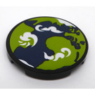 LEGO Black Tile 3 x 3 Round with Earth and Clouds Seen from the Sky Sticker (67095)