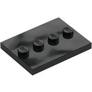 LEGO Svart Bricka 3 x 4 med Fyra Knoppar (17836 / 88646)