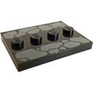 LEGO Schwarz Fliese 3 x 4 mit Vier Noppen mit Cobblestones (17836)