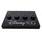 LEGO Black Tile 3 x 4 with Four Studs with Silver 'Disney 100' (17836 / 102753)