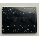 LEGO Black Tile 3 x 4 with Four Studs with Stars