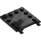 LEGO Zwart Tegel 4 x 4 met Clips en Rand Noppen (66252)