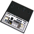 LEGO Noir Tuile 4 x 4 avec Goujons sur Bord avec Control Instruments Autocollant (6179)