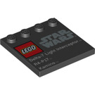 LEGO Black Tile 4 x 4 with Studs on Edge with "Delta-7 Light Interceptor R4-P17 Kamino" and LEGO Logo (6179 / 13301)
