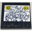 LEGO Zwart Tegel 4 x 4 met Studs Aan Rand met Friends girls photo Sticker (6179)